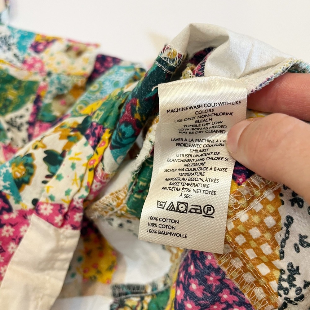 Anthropologie Pilcro Patchwork Boxy Top Multi Floral Button Front Cami Size XS - Picture 4 of 7